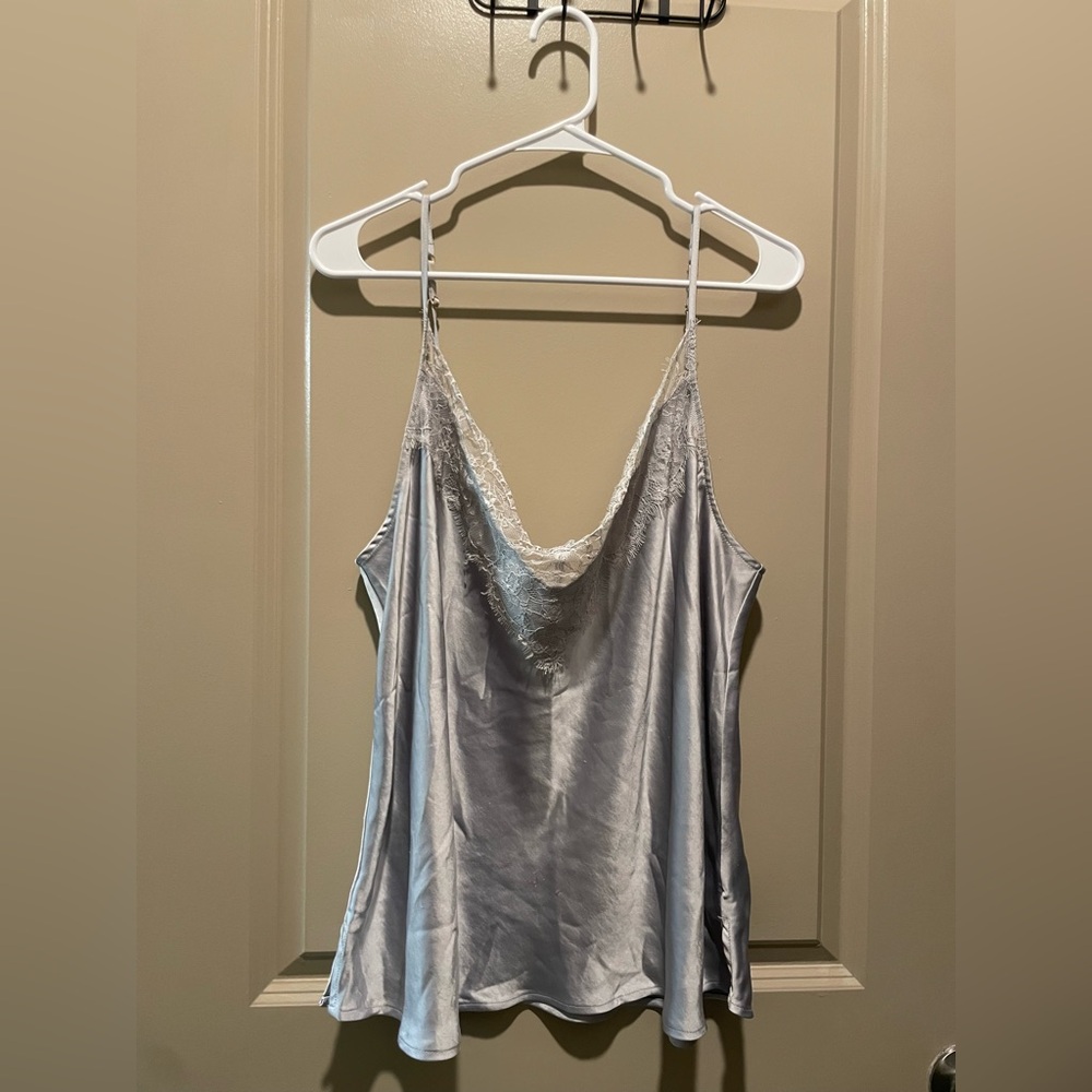 Soma Sensual Satin Tank with Lace Trim